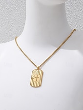 economico Gioielli da uomo-collana con targhetta per cani con bandiera americana in acciaio inossidabile con design a croce – ciondolo unisex di ispirazione militare per abbigliamento casual e occasioni patriottiche
