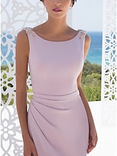 cheap Bridesmaid Dresses-Mermaid / Trumpet / Sheath / Column Bridesmaid Dress Bateau Neck Sleeveless Pink Floor Length Stretch Fabric with Ruching / Solid Color 2022