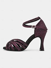 economico Scarpe per balli latini-sandali da ballo latino con strass viola e cinturino alla caviglia – design elegante per balli latini ed eventi speciali
