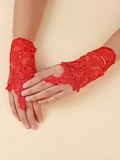 billige Damehansker-elegante hvite blonde brudehansker – vintage fingerløse bryllupshansker med blomsterbroderi for bruder og formelle arrangementer