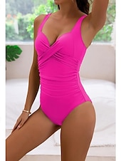 billige Onepiece badedrakter-Dame Badetøy Ett stykke Monokini Badedrakt Åpen rygg Midjekontroll Høy Midje Ferie Strand Klær Helfarge V-hals Ermeløs Badedrakter