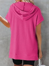 cheap T shirt Dresses-Women&#039;s Mini Dress Hoodie Dress Casual Dress Basic Casual Vacation Daily Regular Fit Plain Half Sleeve Hooded Black White Blue Fuchsia Summer