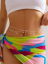 cheap Women&#039;s Belt-Gold Star Belly Chain with Crystal Detailing – Adjustable Waist Jewelry for Women, Boho Chic Style, Perfect for Beachwear, Festivals and Parties