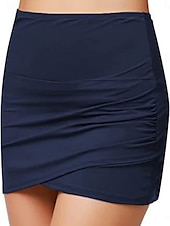 olcso Bikinialsók-Női fürdőruha Nyújtható Boxer Rövidnadrág Fürdőruha Magas Derek Nyaralás Strandruha Egyszínű Ujjatlan Fürdőruhák