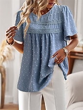 Dámské Košile Halenka Pevná barva stylové Na běžné nošení Krátký rukáv Tričkový Běžné topy Práce Denní Dovolená Šalvějová zeleň Černá Bílá Světlá růžová Rubínově červená Léto Jaro levne Hladké dámské topy-Dámské Košile Halenka Pevná barva stylové Na běžné nošení Krátký rukáv Tričkový Běžné topy Práce Denní Dovolená Šalvějová zeleň Černá Bílá Světlá růžová Rubínově červená Léto Jaro