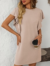 voordelige T-shirt-jurken-Dames Mini-jurk Casual jurk Mini-jurk A lijn jurk Basic Verjaardag Vakantie Werk Casual Ruim Passend Streep Katoenen stof Korte mouw Strakke ronde hals Blozend Roze Hemelsblauw Groen Khaki Zomer Lente