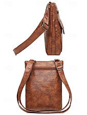 cheap Crossbody Bags-Women&#039;s Vintage Faux Leather Crossbody Bag - Multi-Pocket Crossbody Bag for Travel, Work and Leisure Black Brown Green
