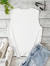 ieftine Bluze &amp; Camisole Damă-Top de femei cu bretele fără mâneci casual guler rotund stilat print grafic alb vară
