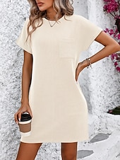 abordables Vestido blanco-día de San Valentín Mujer Normal Mini vestido Vestido de cambio Vestido informal Vestidos Boho Chic Bohemia Estilo lindo Elegante Casquillo Manga Murciélago Casual Hogar Vacaciones Moldeado al Cuerpo