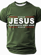 billiga Tro T-shirts-Påsk Herr Jesus Christian T-shirt Kortärmad T-shirt 3D-tryck Rund hals Skjorta Designer Ledigt Fest Helgdag Svart Blå Grön Sommar Vår Kläder S M L XL XXL XXXL