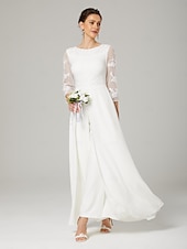 preiswerte Bodenlänge-Overalls Brautmutterkleid Elegant Juwelenhals Bodenlang Chiffon Dreiviertelarm mit Applikationen 2025