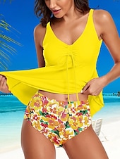 abordables Robes de bain-Femme Maillots de Bain Tankini Maillot de bain Actif Le style mignon Plein Sans Manches Maillots de bain