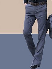 cheap Flare-Men&#039;s Dress Pants Trousers Chinos Buttons Pocket Plain Comfort Formal Party Work Fashion Classic Style Dark Khaki Black Micro-elastic
