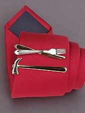 preiswerte Krawatten &amp;amp; Fliegen für Herren-Vergoldete Krawattenklammer für Herren mit Gabel, Messer und Hammer – einzigartiges und stilvolles Design – perfekt für Hochzeiten, formelle und kreative Anlässe