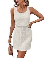 ieftine Rochii de soare-Pentru femei Rochie Lunga Rochie Maxi Rochie casual Rochie Tip Maieu Stilat Casual Vacanță Zilnic Fit regulat Simplu Fără manșon În U Negru Alb Albastru celest Vară Primăvară
