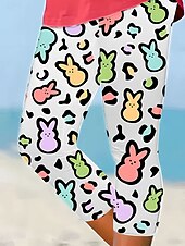 cheap Easter Bottoms-Women&#039;s Leggings Capri Pants High Elasticity Fashion Streetwear Full Length High WaistPantsEaster Animal Printing Thermal Warm Breathable Soft  Outdoor Daily White Fall Winter Regular Fit