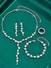 cheap Women&#039;s Necklace-Gold Rhinestone Jewelry Set – Elegant Necklace, Bracelet, and Ring Set for Women, Perfect for Formal Events, Weddings and Special Occasions