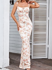 tanie Eleganckie sukienki kwiatowe-Damskie Sukienka mini Codzienne sukienki Sukienka maxi Sukienka w kwiatki Letnie sukienki Elegancki Codzienny Bez rękawów Urlop Codzienny Randka Regularny Kwiaty Bez rękawów Cienkie ramiączka Blush
