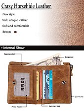 Недорогие Кошельки-Кожаный кошелек с блокировкой RFID для мужчин – высококачественная воловья кожа с застежкой-молнией, несколькими отделениями для карт и отделением для купюр – стильный и безопасный повседневный аксессуар черного коричневого цвета