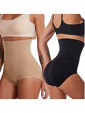 お買い得  ガードル-女性用シェイプウェア シェイプアップパンティ 伸縮性 ナイトウェア ナイロン スパンデックス フォーマル ウェディング パーティー 無地 ブラック アプリコット 夏 春 秋 冬