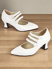 preiswerte 1930er Jahre-Damen-Pumps aus Lackleder im Mary-Jane-Stil – Vintage-Pumps mit mittelhohem Absatz und Perlenriemen, elegante Schuhe für Hochzeiten und formelle Anlässe