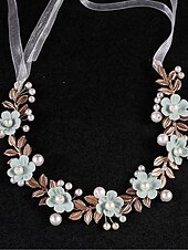 billige Bryllupshodeplagg-pannebånd Tøy Bryllup Elegant Årgang Med Perle Blomster Hodeplagg Hodeplagg
