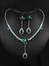 abordables Parures de Bijoux-Parure de Bijoux 1 Vert Zircon Chrome Imitation de diamant 1 Collier Boucles d&#039;Oreilles Femme Elégant Rétro Vintage Mode Le style rétro Classique Parure de Bijoux Pour Mariage Soirée