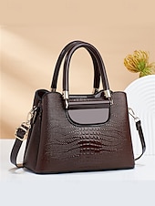 abordables Bolsos de mano y tote-Elegante bolso de mano de piel sintética con efecto cocodrilo: elegante bolso de mano con asa superior y correa de hombro desmontable, lujoso bolso de mano para mujer, perfecto para el trabajo, fiestas y eventos formales negro rosa rojo