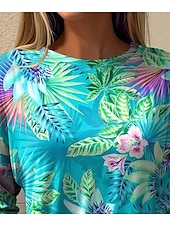 cheap Boho tee-St. Patrick Women&#039;s T Shirt Shamrock Fashion Long Sleeve Crew Neck Regular Tops Daily Weekend Print Green Summer Spring