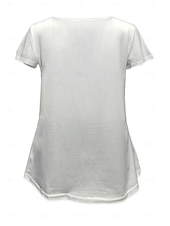 abordables T-shirt blanc-Femme T shirt Chemisier Plein mode Classique Décontractées Manche Courte Papillon Col V Hauts réguliers du quotidien Fin de semaine Blanche Violet Eté Printemps Automne