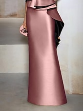 abordables JAUNE-Robe de soirée fourreau élégante robe formelle invitée à un mariage longueur sol manches courtes décolleté en V en satin avec volants broderies et appliqués 2025