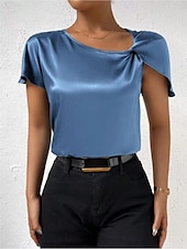 billige Tanks og camisole til kvinner-Kvinnes Camisole Tank Top Ensfarget Elegant Stilren Kortermet V U-ring Regular Topper Bryllupsgjest Arbeid Svart Rosa Marineblå Grønn Khaki Sommer Vår