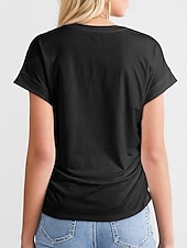 abordables T-shirt uni-T Shirt Femme Uni Élégant Décontracté Manches Courtes Col Ronde Tops Réguliers Quotidien Noir Blanc Vert Armée Vert Gris Été