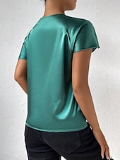 billige Tanks og camisole til kvinner-Kvinnes Camisole Tank Top Ensfarget Elegant Stilren Kortermet V U-ring Regular Topper Bryllupsgjest Arbeid Svart Rosa Marineblå Grønn Khaki Sommer Vår