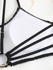 abordables Ensemble de bikinis-Maillots de bain pour femmes Bikini 2 pièces Maillot de bain échancré Sans dos Slim Vêtements de plage de vacances Léopard Col scoop sans manches