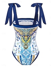 billiga One-piece-baddräkter-Dam Badkläder En bit 2 st Kjol Baddräkt Öppen rygg Magkontroll Hög midja Smal Semester Standkläder Blommig Rund Ärmlös Baddräkter