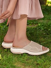 levne Pohodlné sandály-šedé sandály pro ženy – pohodlné nazouváky s otevřenou špičkou s polstrovanou podrážkou pro běžné a outdoorové aktivity