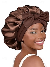 abordables Chapeaux pour femmes-bonnet de nuit en satin de soie avec nœud pour femme – protection des cheveux douce, confortable et élégante, disponible en plusieurs couleurs