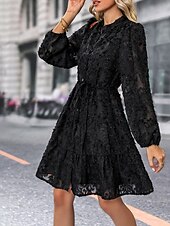 preiswerte Unter 129,99 $-Kleid Brautmutter Kleid Elegantes Lässiges hochgeschlossenes knielanges Polyester mit langen Ärmeln und Knöpfen