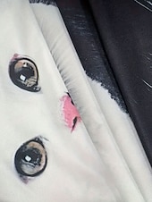 billige Dyrene tee-Dame T skjorte Fargeblokk Katt Fritid Langermet Hals med hakk Vanlige topper Daglig Trykt mønster Hvit Vår Høst