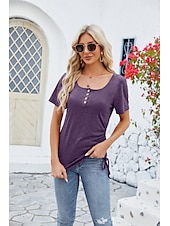 economico Magliette-Per donna Maglietta bohémien Liscio Boemia stile sveglio Moda Manica corta A farfalla Squadrata Top regolari Giornaliero Per uscire Fine settimana Tunica Nero Rosa Vino Blu Reale Viola Estate