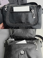 billiga Crossbodyväskor-brun crossbody-väska i konstläder med dubbdetaljer – avslappnad, trendig handväska för vardagsbruk, shopping och utflykter svart röd blå