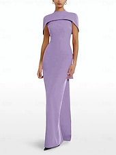 preiswerte ROT-rotes Etui-Abendkleid, elegantes Kleid, formelle Schleppe, ärmellos, Rundhalsausschnitt, Stretch-Crêpe mit Schleife(n), 2025