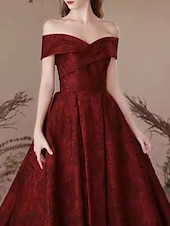 abordables Robes de bal de promo-Robes de bal en A robe vintage bal gala cravate noire longueur complète manches courtes épaules dénudées poches polyester sans dos avec imprimé floral robe invitée de mariage