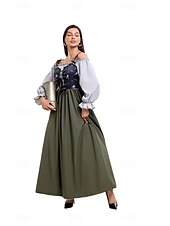 levne Šaty-Retro Viktoria Tarzı Středověké Šaty Košile Fintit se irština Rolník Dámské Keltské Fantazie Plesová maškaráda Plesová maškaráda Běžné / Denní Renesanční jarmark Dospělé Šaty Korzet