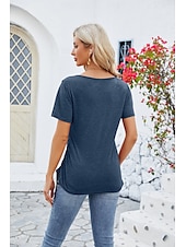 economico Magliette-Per donna Maglietta bohémien Liscio Boemia stile sveglio Moda Manica corta A farfalla Squadrata Top regolari Giornaliero Per uscire Fine settimana Tunica Nero Rosa Vino Blu Reale Viola Estate