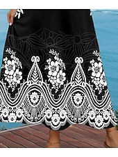 preiswerte Streifen- und geometrische Kleider-Frauen Maxi Kleid Lässiges Kleid Sommerkleid A-Linie Kleid Bohemia Urlaub Tropischer Urlaub Lässig Täglich Reguläre Passform Floral Grafik Schmetterling Ärmellos V-Ausschnitt Schwarz Sommer Frühling