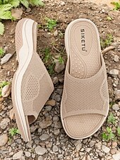 levne Pohodlné sandály-šedé sandály pro ženy – pohodlné nazouváky s otevřenou špičkou s polstrovanou podrážkou pro běžné a outdoorové aktivity
