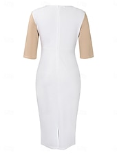 economico Vestiti aderenti-Per donna Vestito longuette Abito casual Aderente Elegante Moda Informale Da mare Giornaliero Standard Color Block Manica a 3/4 Girocollo Nero Bianco Rosso Blu reale Estate
