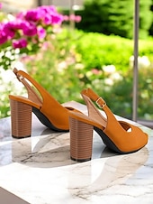 olcso Kényelmes szandálok-női slingback sarkú, tömbsarkú – elegáns nyári szandál alkalmi és formális alkalmakra